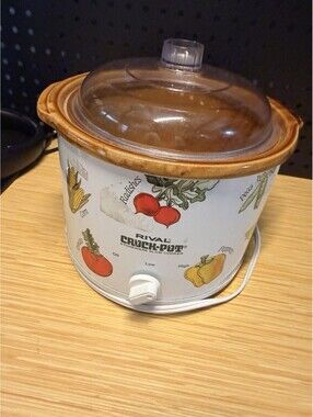 Vintage Rival Crock Pot Vegetable Pattern Model 3120 2.5 Qt Tested Works
